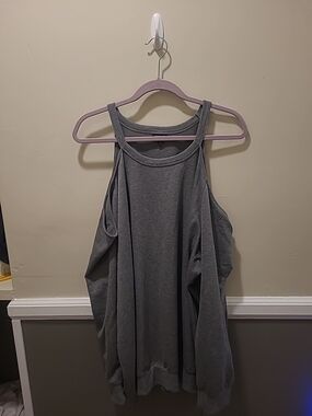 Torrid Womens Gray 3 Lightweight French Terry Cold Shoulder Sweatshirt